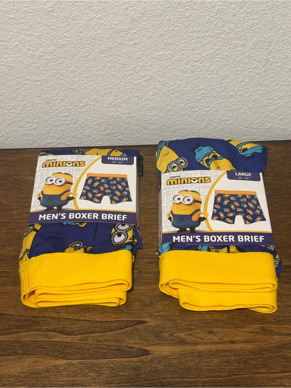 Men's Minions Boxer Briefs in Navy with Yellow Trim
